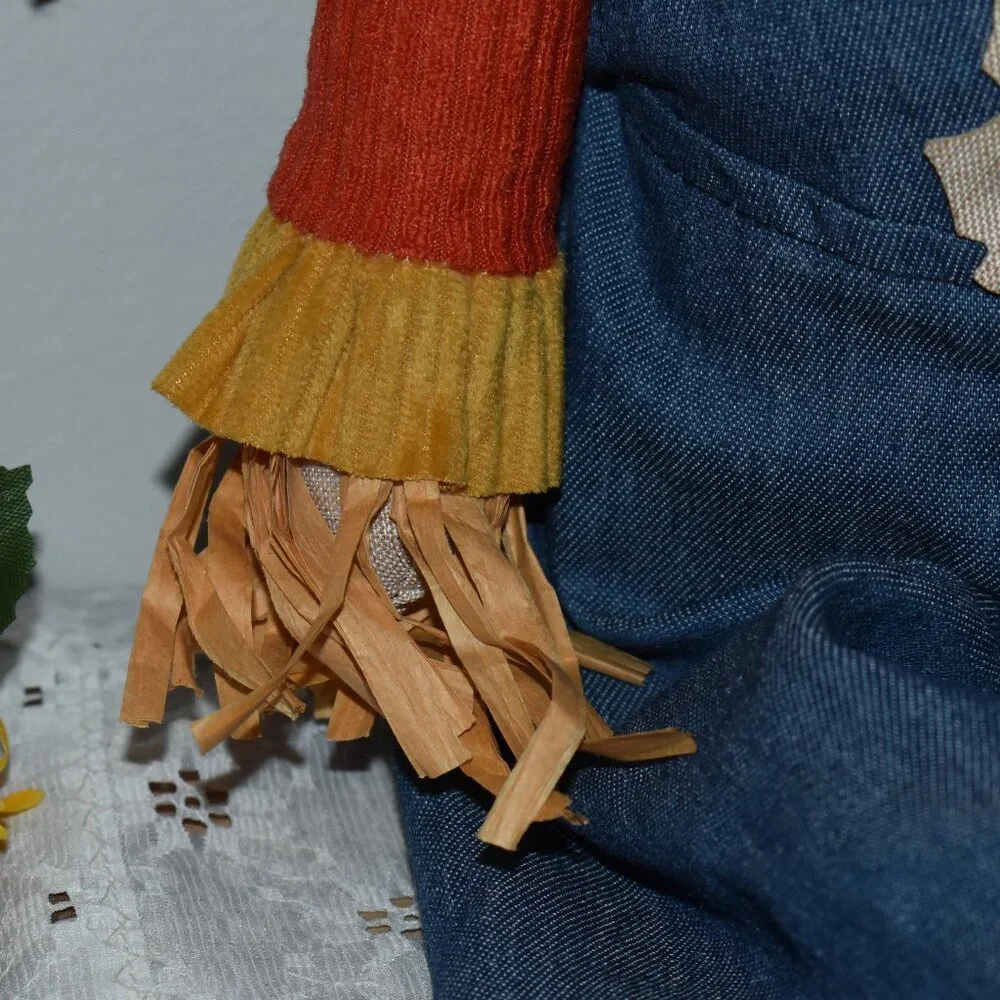 Vintage Jack O Lantern Pumpkin Man Farmer Scarecrow Cottage Farmhouse Fall Decor